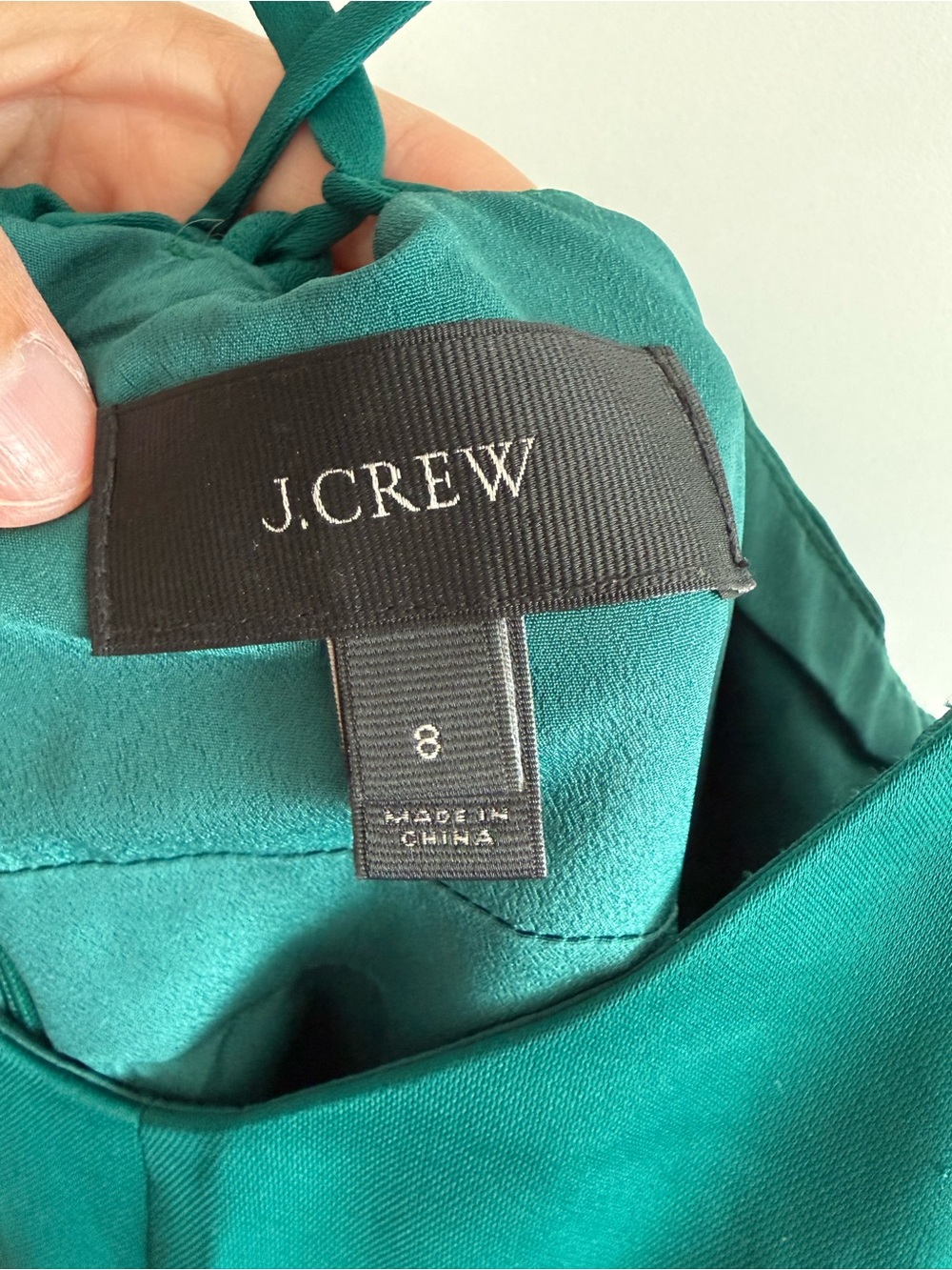 J. CREW Drapey Spaghetti Strap Dress Green Size 8 - Picture 7 of 9